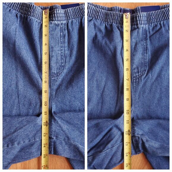 Basic Edition Jean Shorts Womens XL Lot of 2 Blue Denim Pockets Elastic Waist - Picture 8 of 9